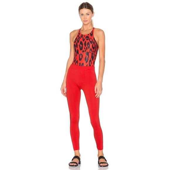 ADIDAS x Stella McCartney Essentials Seamless Mesh Tight Bright Red Size Small - Picture 2 of 11
